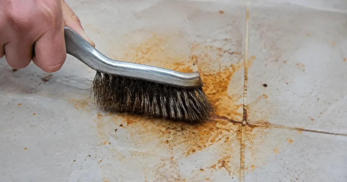 Brosse metallique frottant carrelage rouille brun orange